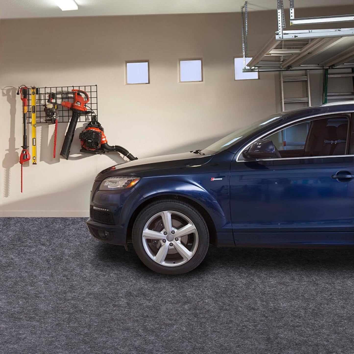 Garage Mats Oversize Garage Floor Paking Mats for Under Car, 7.4 x 8.4 Ft Non-Slip Gray Garage Flooring Carpets, Absorbent Oil Garage Parking Mat, Waterproof Mats