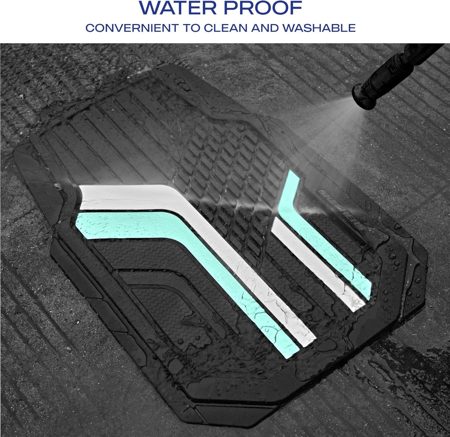 Skechers Heavy Duty Rubber Car Floor Mats,Wo Tone Design Floor Mats,All -Weather Car Mats,Waterproof Trim-to Fit Universal Floor Liner Car Accessories,Automotive Floor Mats for Cars Trucks Suvs,Green