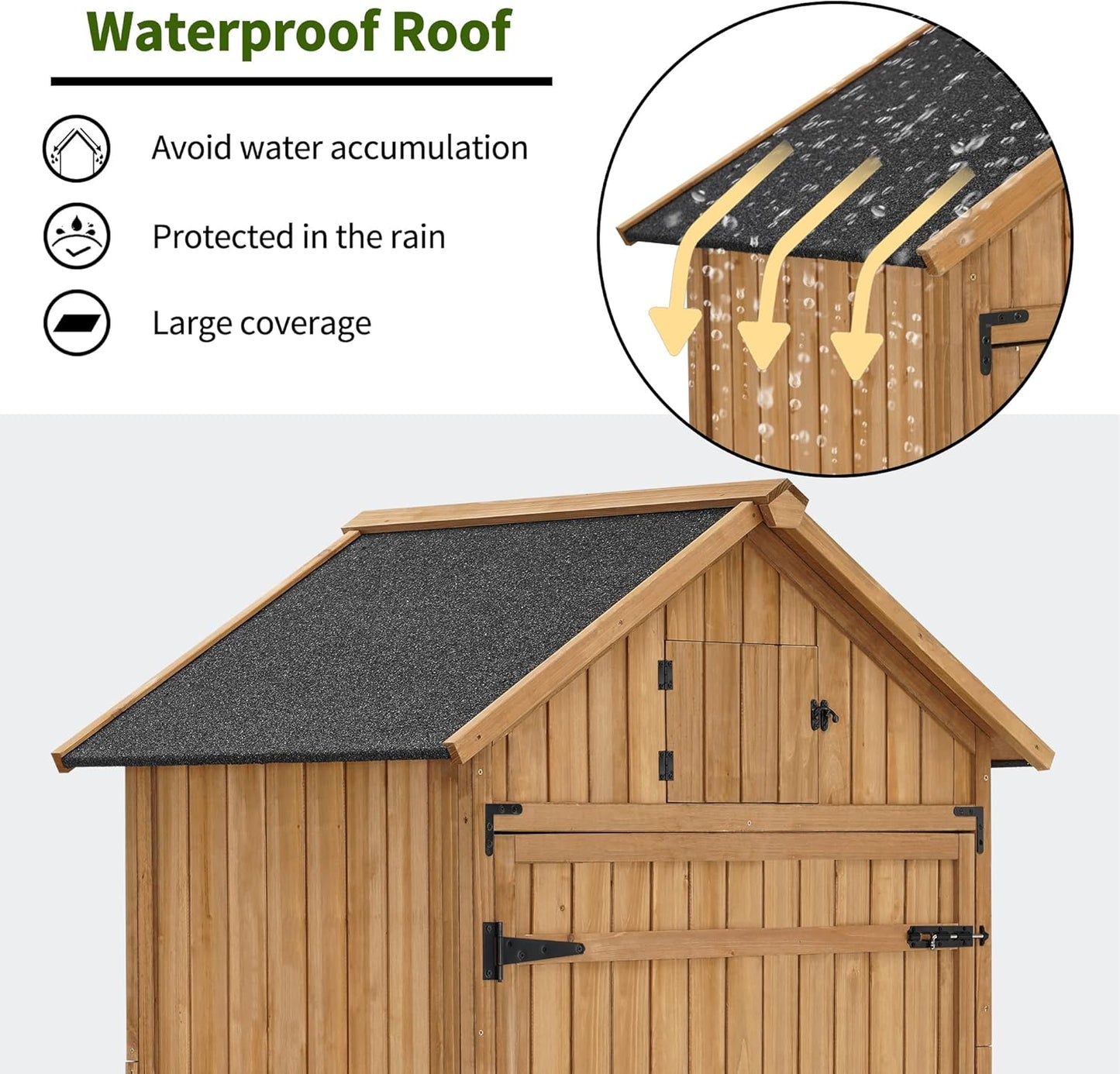 MCombo Large Outdoor Storage Cabinet with 3 Adjustable Shelves, 82 Inches Tall Storage Shed, Wood Garden Shed with Locks for Patio Yard Lawn, 1970