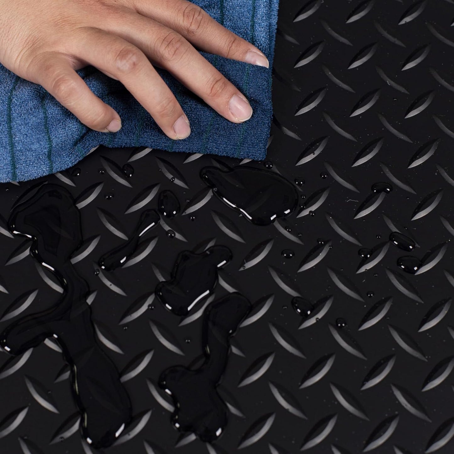 G-Floor Lite Diamond Tread Pattern Midnight Black Vinyl Rollout Garage Flooring Protector Mat for The Garage and Beyond - 7'6" x 14' Size