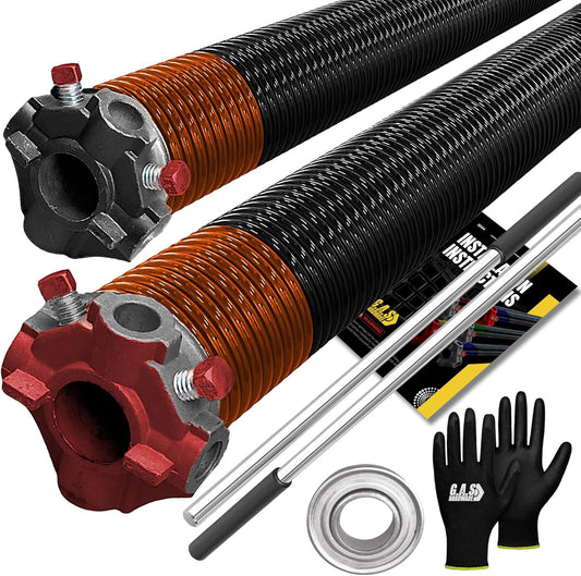Garage Door Torsion Springs 192x2x24, Includes 1” Steel Bearing, Gloves, and Winding Bars for The Left and Right Side of Garage Door Precision E-Coating 5-Year Warranty Minimum 30,000 Cycles (Pair)