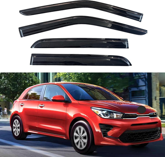 KPY Window Visor Compatible with Kia Rio Hatchback 2018-2023, 4PC Rain Guard Side Window Vent Deflectors Tape-On Mugen Style, 2018 2019 2020 2021 2022 2023
