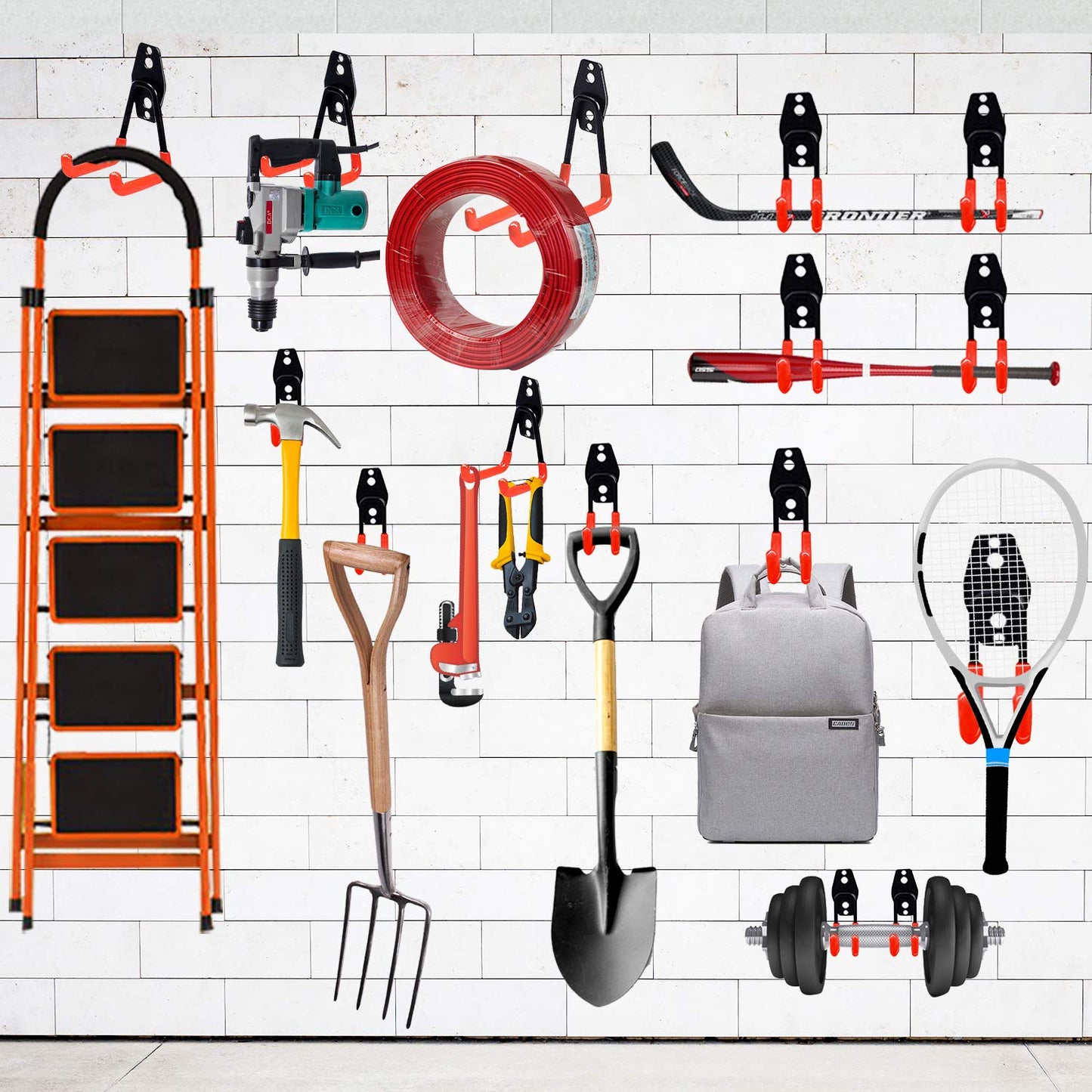 3-H Heavy Duty Garage Hooks [10 Pack] - 3-Round Welding Tech Holds 22lbs More - Thickened Steel Wall Mount for Ladders, Tools & Storage - Rustproof Utility Hardware