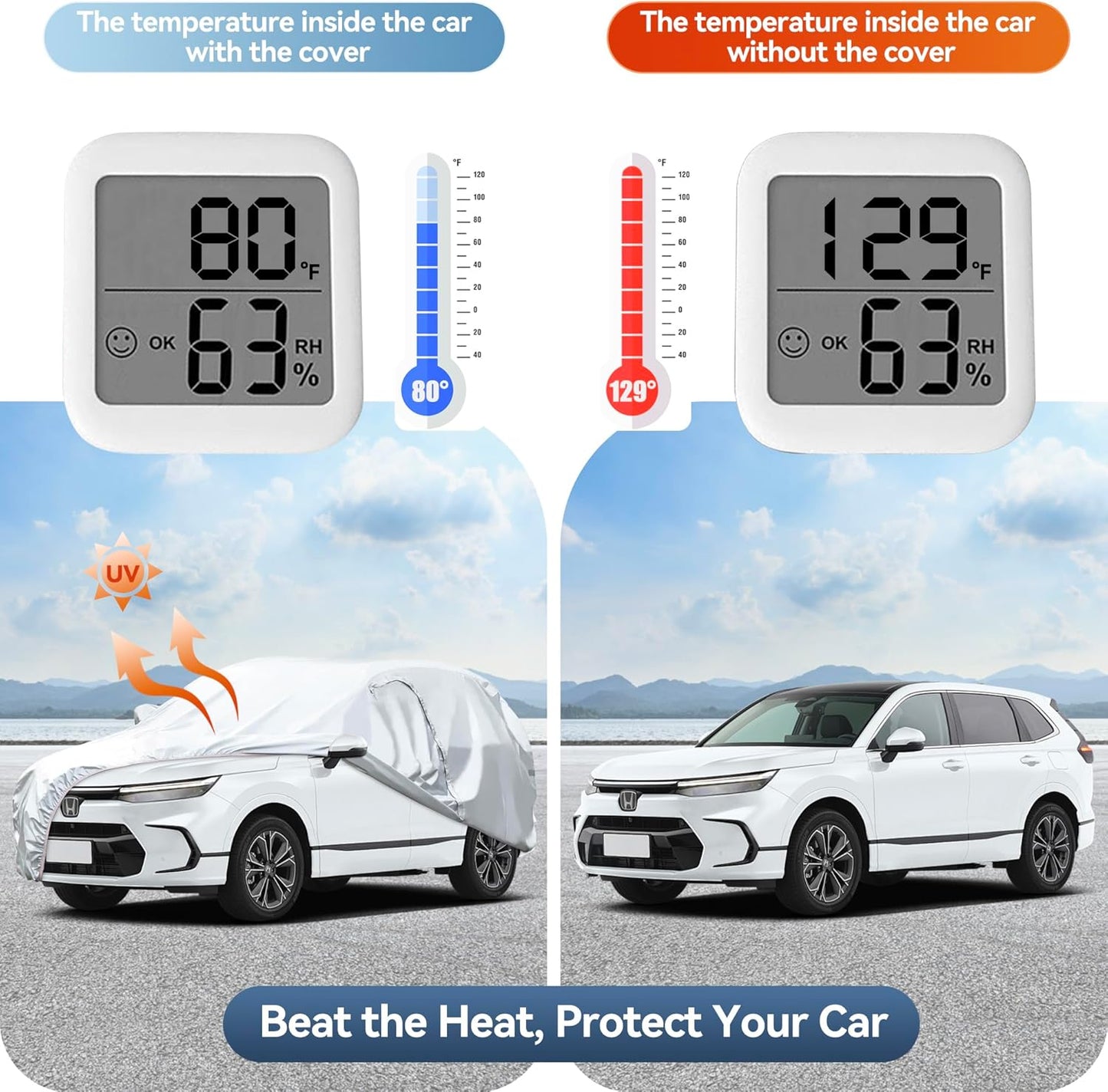 7-Layer SUV Car Cover Compatible with Toyota RAV4 2006-2024,Waterproof Full Car Cover for Automobiles All Weather UV Rain Snow Protection with Door Zipper