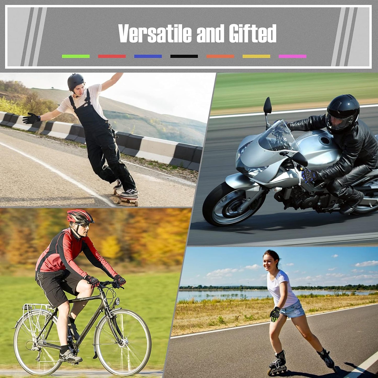 COFIT Motorcycle Gloves Breathable, Touchscreen Motorbike Gloves Anti-slip with Good Grip Hard Knuckles Protection for Men Women Motocross, BMX ATV MTB Cycling, Road Racing - Blue L