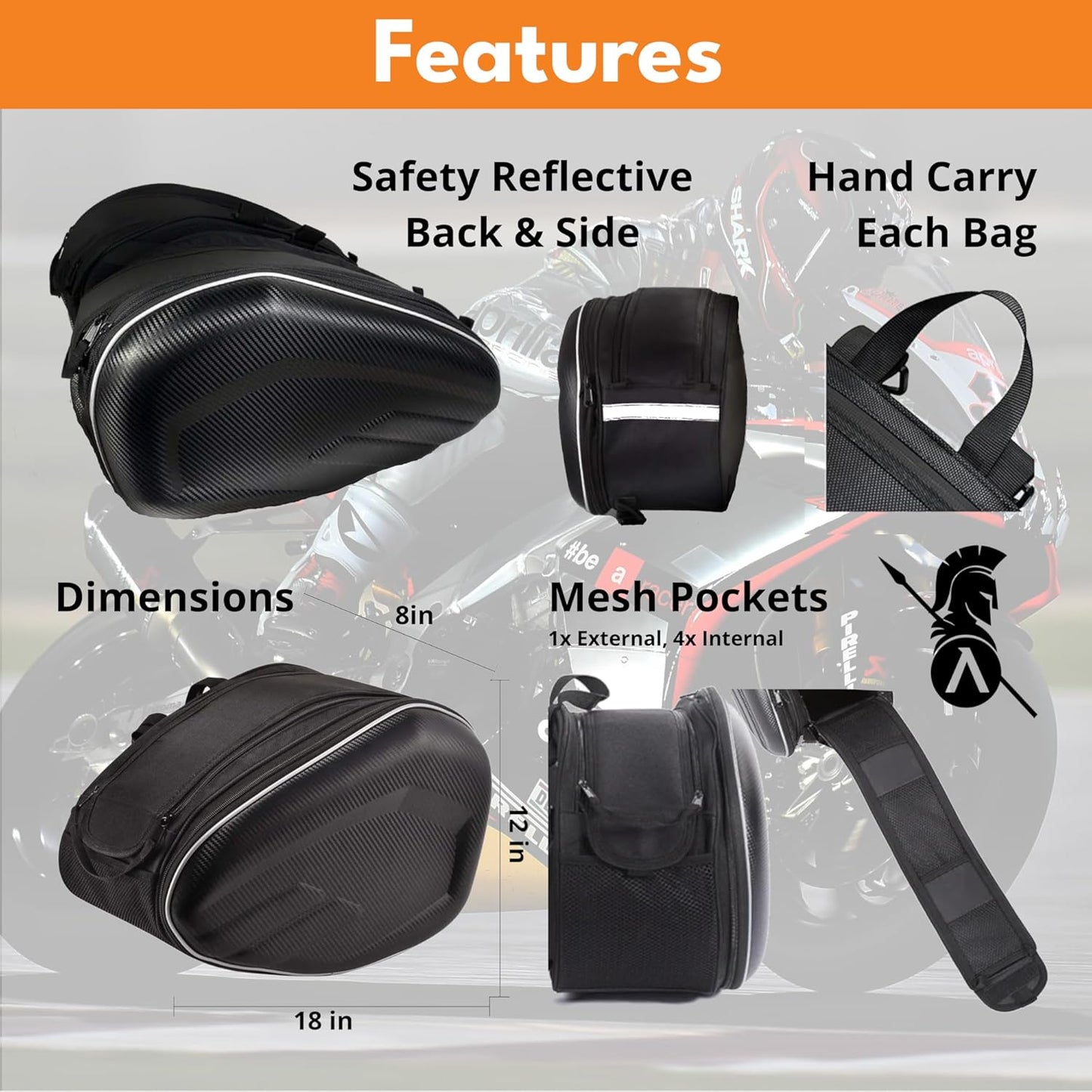 Motorcycle Saddlebags, 36L-58L Expandable Capacity, Motorcycle Panniers Universal, Waterproof, Detachable, Collapsible for Sport Dirt Bike Side Bags and Luggage