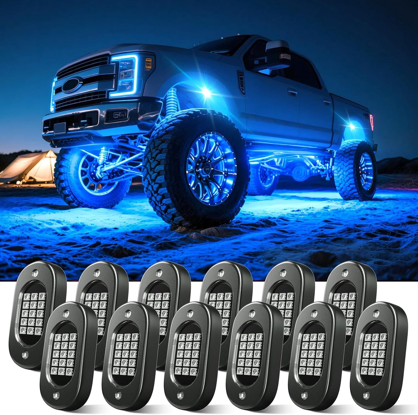 Honalia LED Rock Lights for Trucks 12 Pods, RGB Truck Rock Lights with APP Control Music Mode, Neon Light Kits for UTV ATV RZR Golf Cart