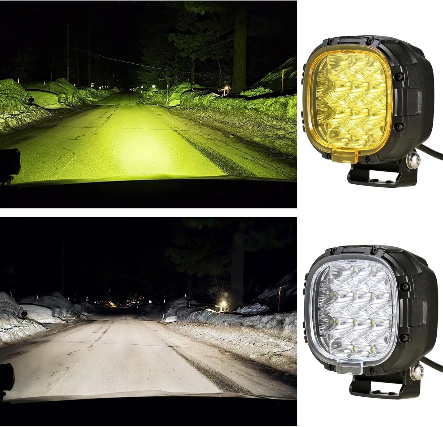 BIGLION.X 4 Inch Round Led Offroad Lights Pair 160W 18800LM Driving Spot Light Pods Super Bright Off Road Fog Lights with Wiring Harness 12V 24V for Pickup Trucks SUV UTV ATV