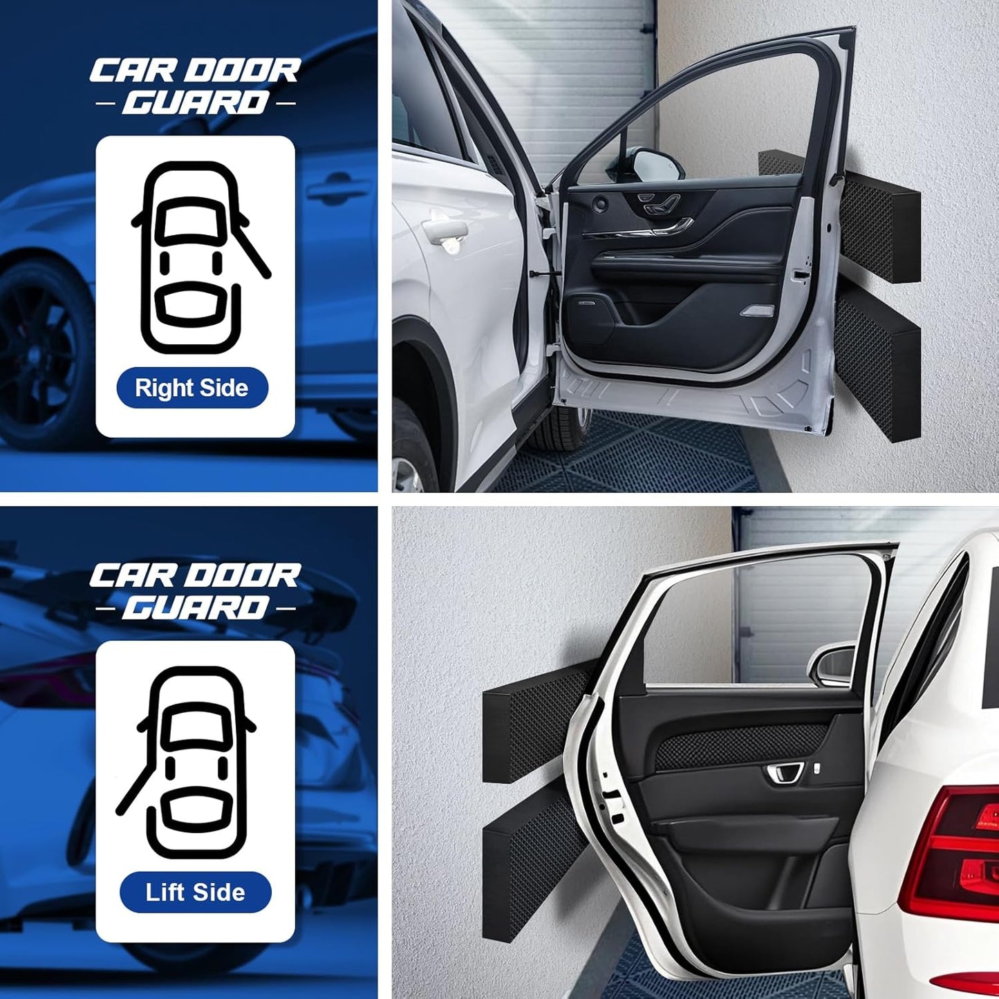 Spurtar Garage Wall Protector, 4 Pack Garage Car Door Protector and Thick Car Door Bumper Guards Padding, Resilient EVA Foam for Parking Aid, 15.7" x 5.9“x 3/4"