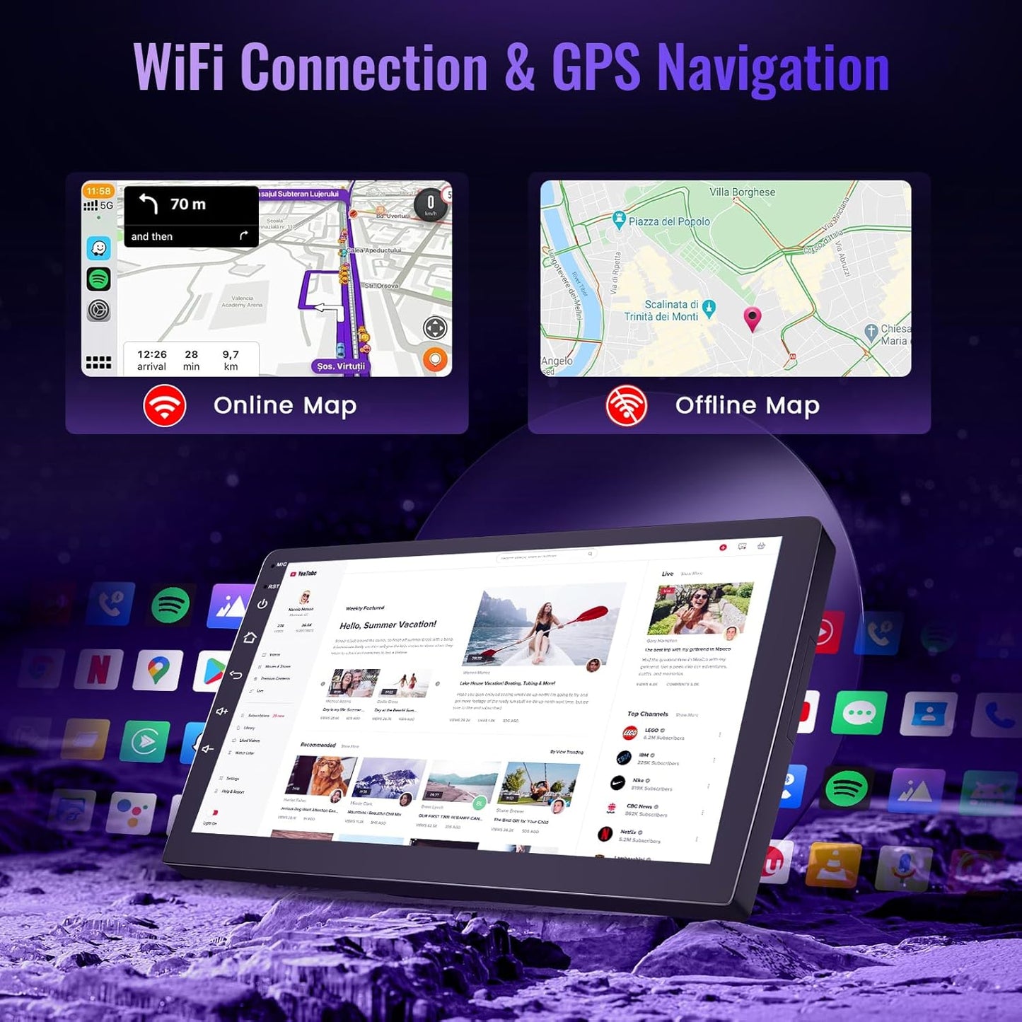 Wireless Carplay Car Stereo for Honda Civic 2016-2020 with 9-Inch Touchscreen, [Qualcomm 8-core 4+64GB] Upriding Android 13 Car Radio Android Auto BT5.1/DSP/Hi-Res Audio/WiFi/SWC/GPS/OTA+Backup Cam