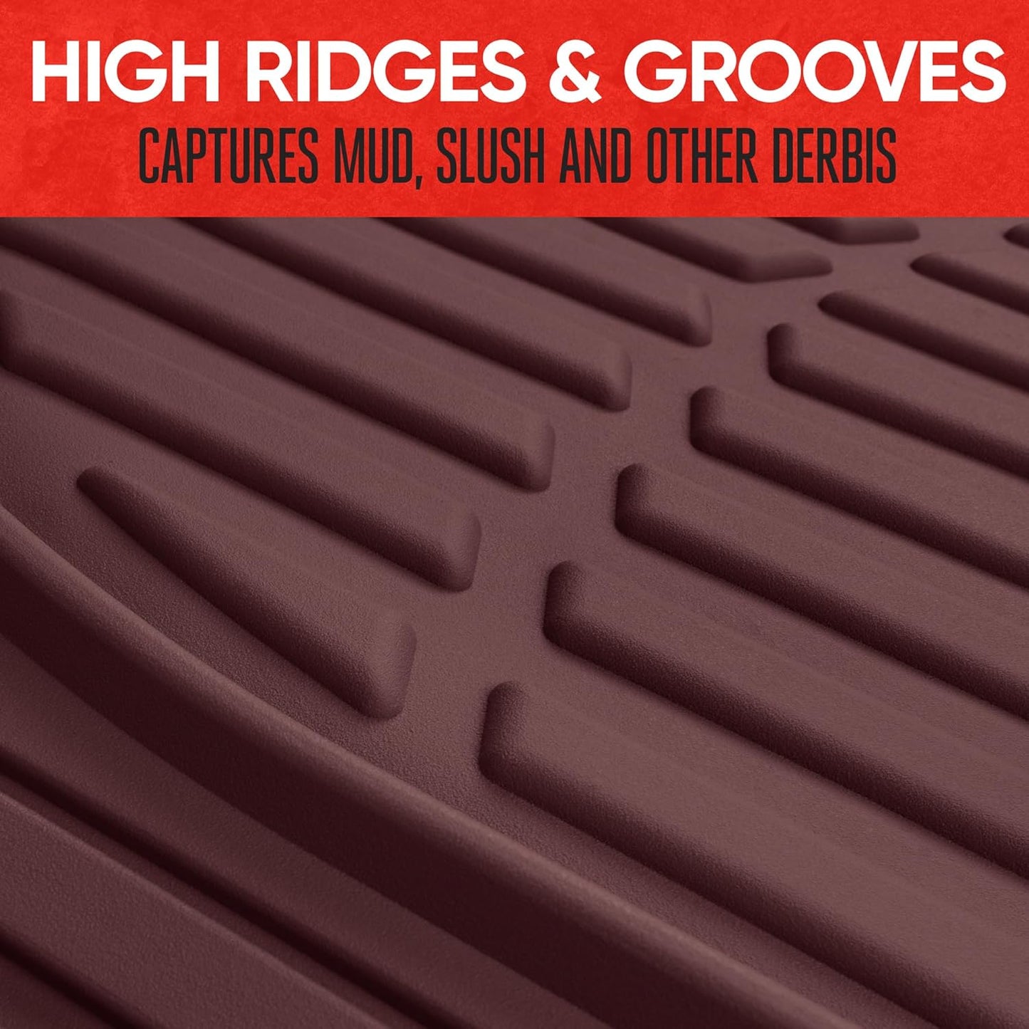 BDK Red All Weather Heavy Duty Car Floor Mats Interior Liners for Auto Van Truck SUV, Heavy Duty All Weather Protection, Fits Front & Rear