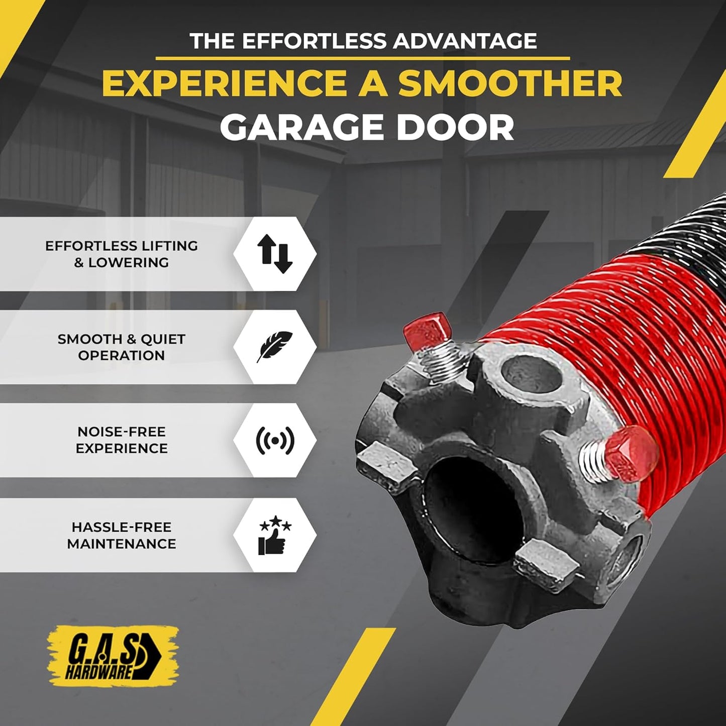 Garage Door Torsion Spring 225x1.75x27 Includes 1” Steel Bearing, Gloves, Manual, and Winding Bars for Right Side of Garage Door Precision E-Coating 5-Year Warranty Min. 30,000 Cycles (Black Cone)
