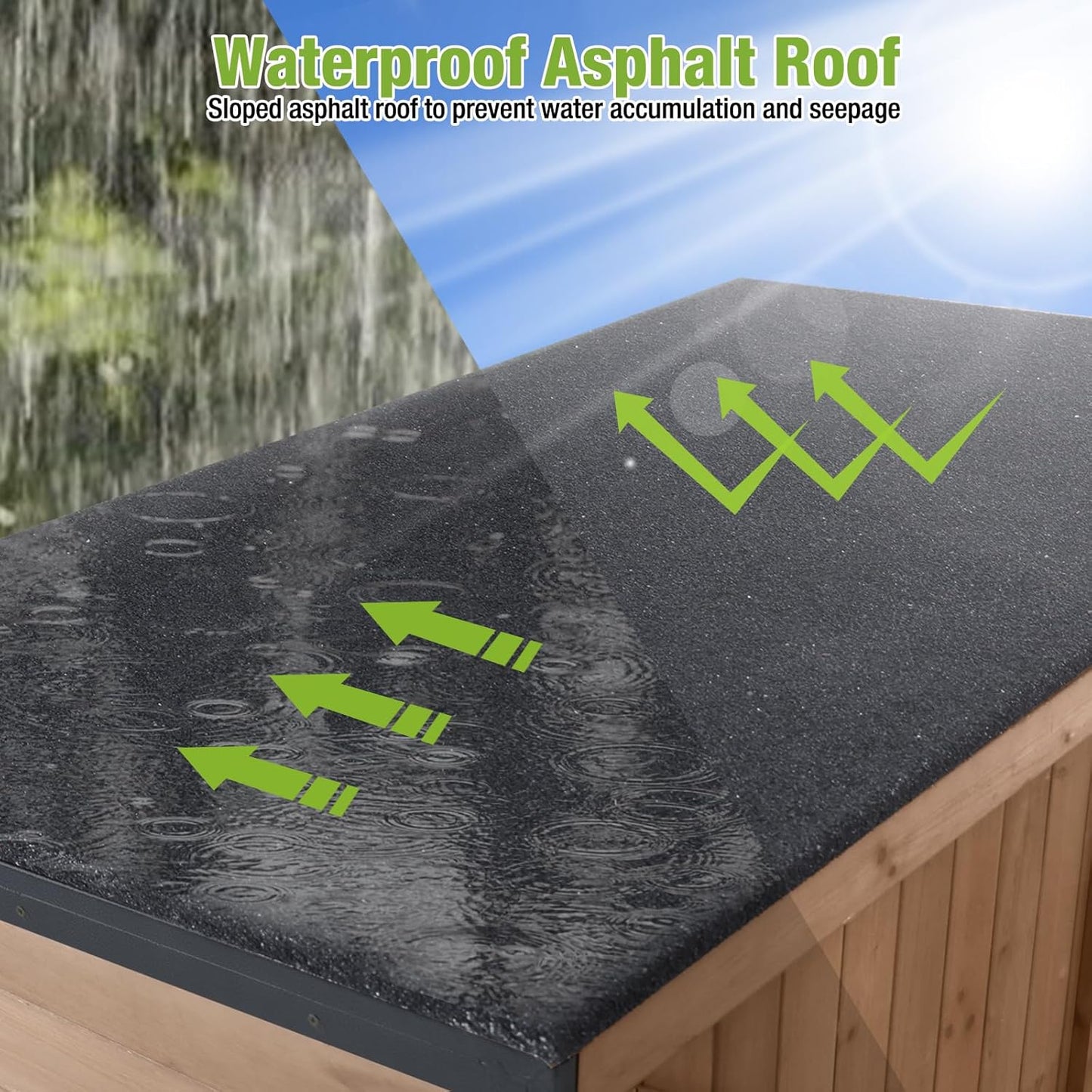 Outdoor Storage Shed with Metal Frame,Wooden Tool Cabinet for Trash Cans, House Garden Shed for Backyard Garden Patio Lawn