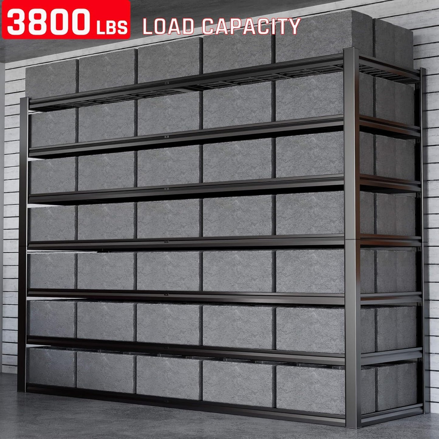 65" W Garage Shelving Heavy Duty, 7 Tier Garage Shelves, 65" W x 96" H x 24" D Adjustable Storage Shelving Unit, Commercial Metal Shelves for Warehouse, Basement,2 Pack