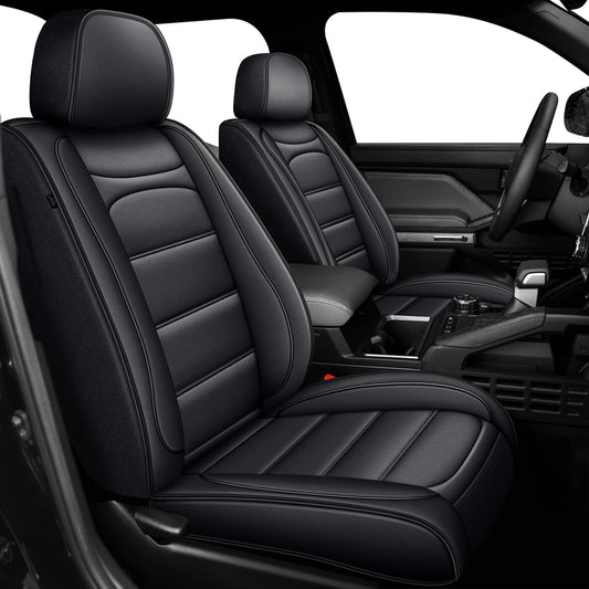 AOMSAZTO Ford Ranger Seat Covers: Full Set Custom Fit 2019 2020 2021 2022 2023 2024 2025 Ford Ranger XLT/XL/Lariat Waterproof Leather Seat Protector(5 Seats, Black)