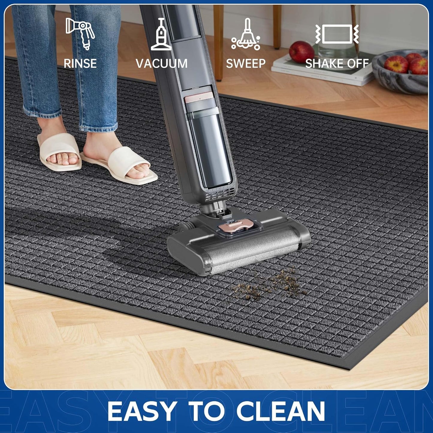 Durable Front Door Mat, 48" x 24" Heavy Duty Indoor Outdoor Doormat for Entryway, Non-Slip Rubber Backing, Stain and Fade Resistant Commercial Floor Mat for Home Office Entry