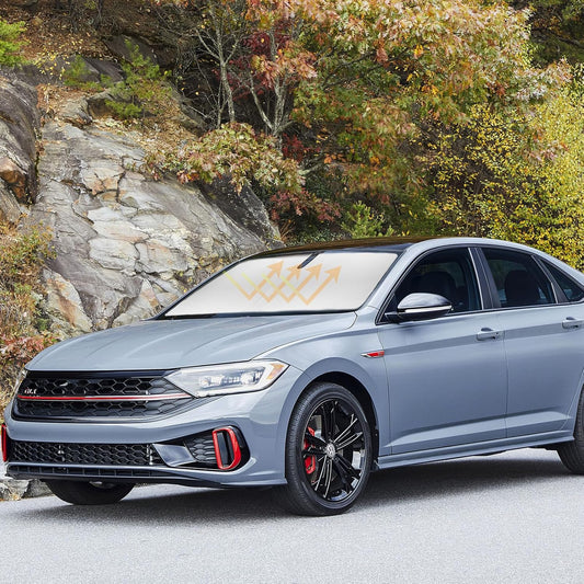 Sun Shade for VW Volkswagen Jetta Windshield Sunshade Custom Fit VW Jetta 2019-2023 2024 2025 2026 Car Accessories Windshield Cover Front Window Shields 240T Reflective Sun Visor Block UV Rays