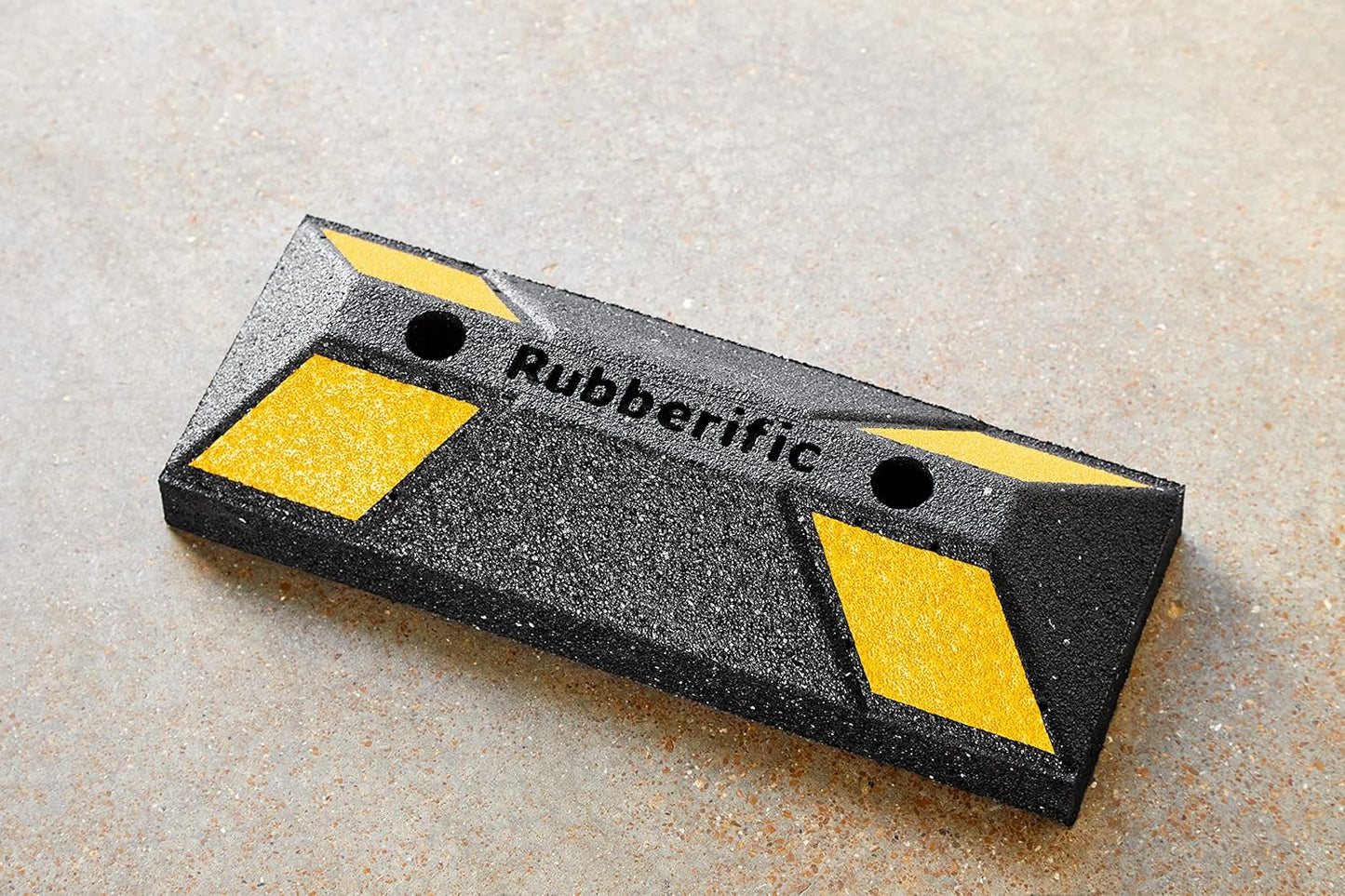 Rubberific Heavy Duty Rubber Parking Stop Durable Easy to Install Reflective Parking Curb Garage Car Stopper for Indoor and Outdoor Use (1 Pack)