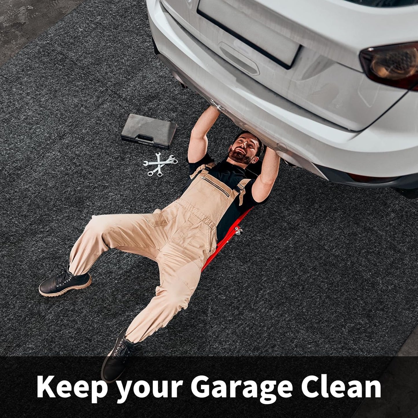 MABOZOO Garage Floor Mat 17x7.4 Ft, Extra Large Garage Carpet Rug, Reusable Absorbent Oil Spill Mat, Washable Parking Flooring Rug for Under Car, Protects from Spills, Drips and Stains