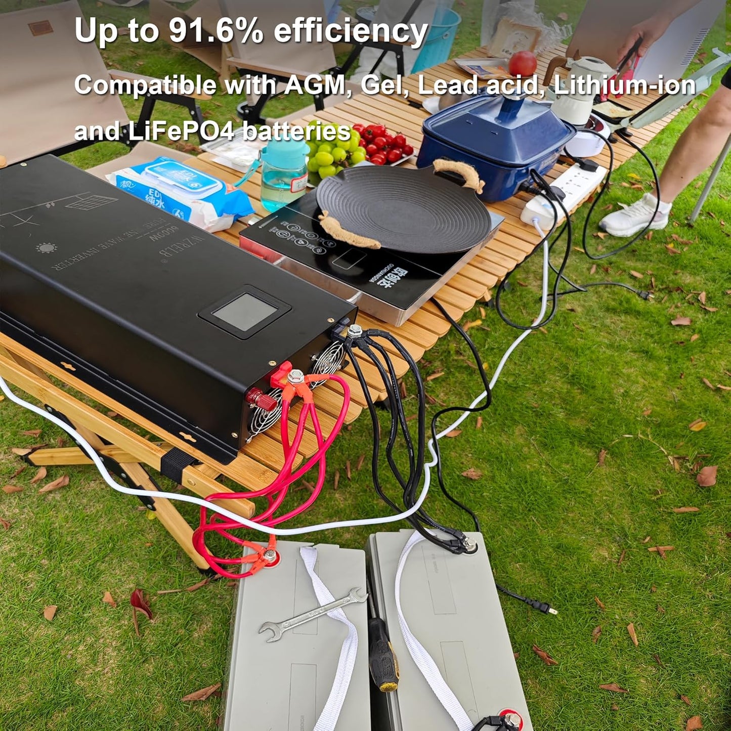 WZRELB 7000W Pure Sine Wave Inverter, 24V DC to 120V 240V AC, 4 AC Outlets, Hardwire Terminal, 91.6% Efficiency