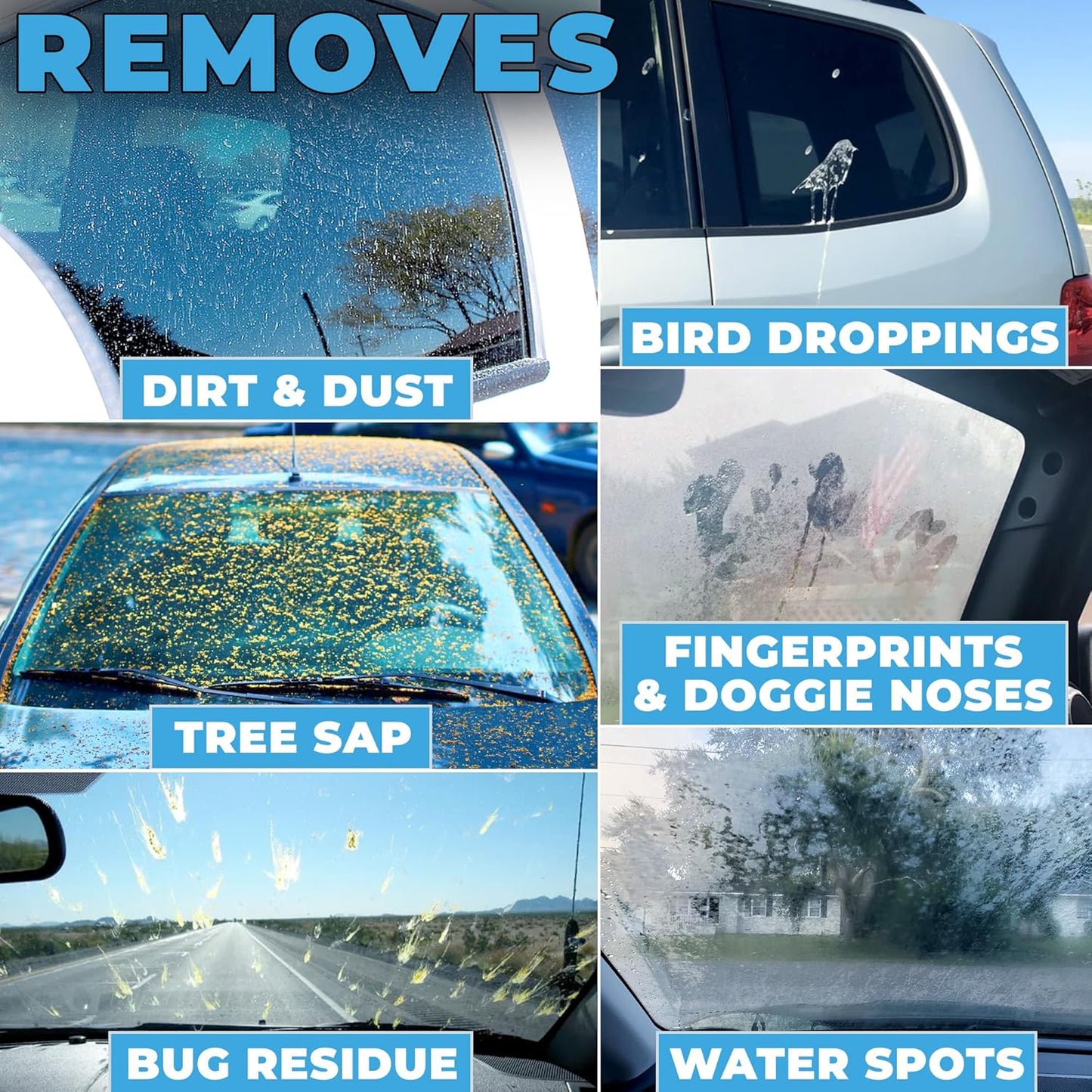 Window and Glass Cleaner Streak Free for Cars - Ammonia Free, Tinted Window Safe, Auto Glass Cleaner for Windows, Mirrors, Navigation Screens; Car, Truck, SUV and Home Use