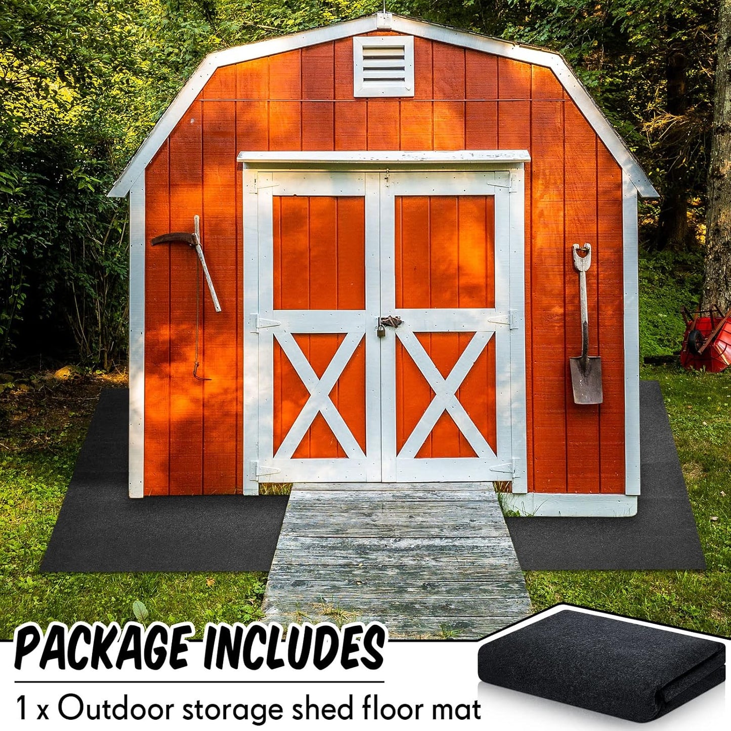 Haull Outdoor Storage Shed Floor Moat Waterproof Outdoor Carport Mat Thickened Soft Patio Furniture Pad Washable with Non Slip Backing, Storage Shed Not Included(6 x 8.2 ft)