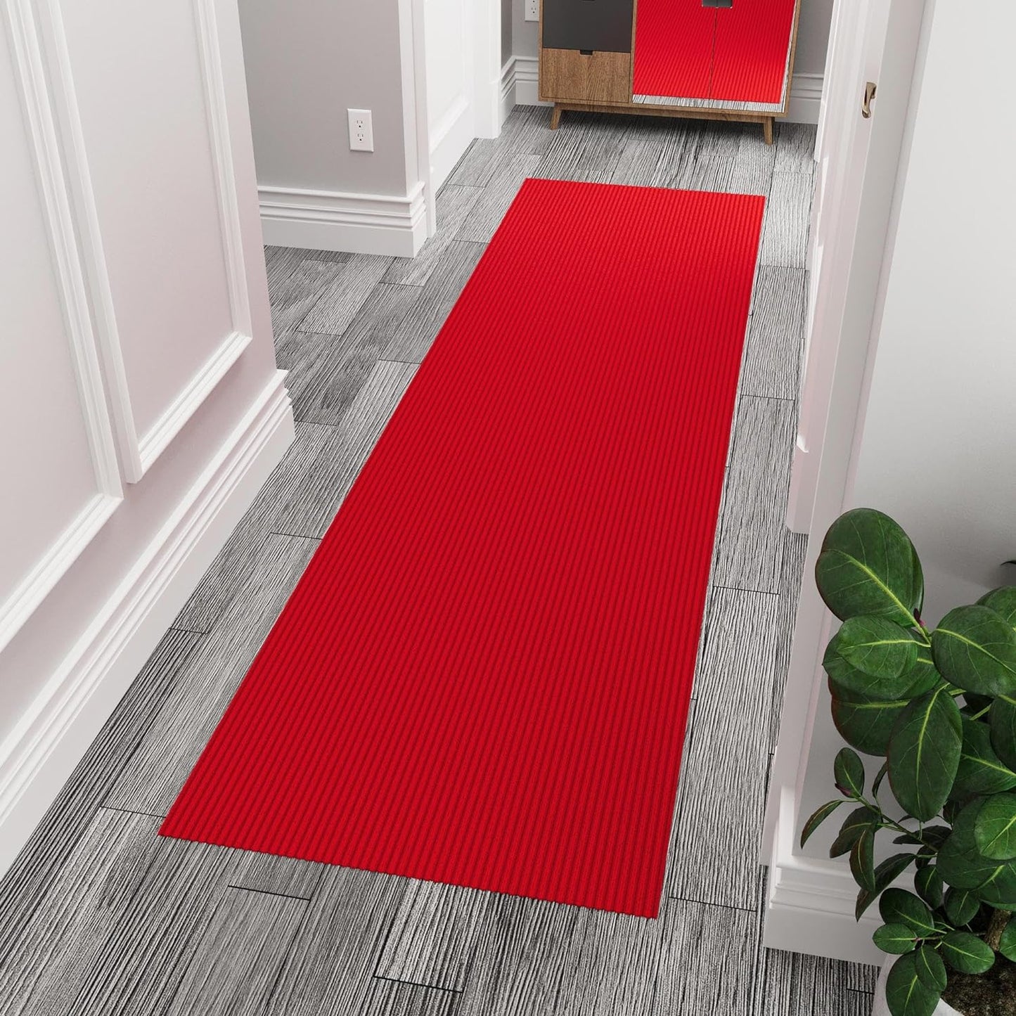 Ottomanson 2' x 6' Hallway Runner with Scraper Pile - Extra Durable Non-Slip Rug Mat for Indoor & Outdoor Use - Ideal for Kitchen, Entryway, Patio & Garage - High-Traffic Carpet, Red