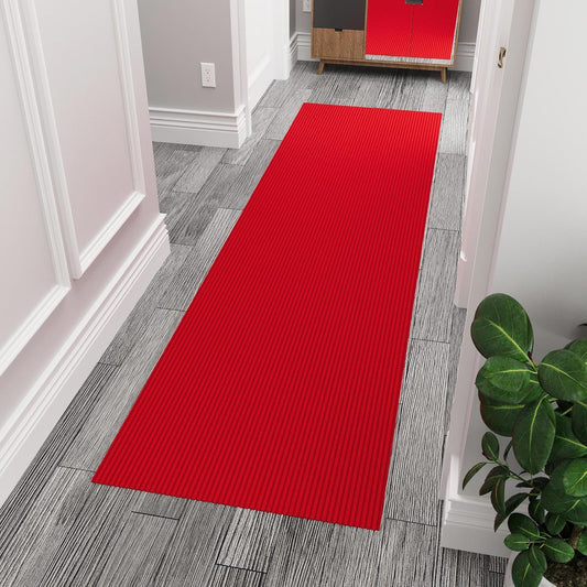 Ottomanson 2'7" x 8' Hallway Runner with Scraper Pile Extra Durable Non-Slip Rug Mat for Indoor & Outdoor Use - Ideal for Kitchen, Entryway, Patio & Garage - High-Traffic Carpet, Red