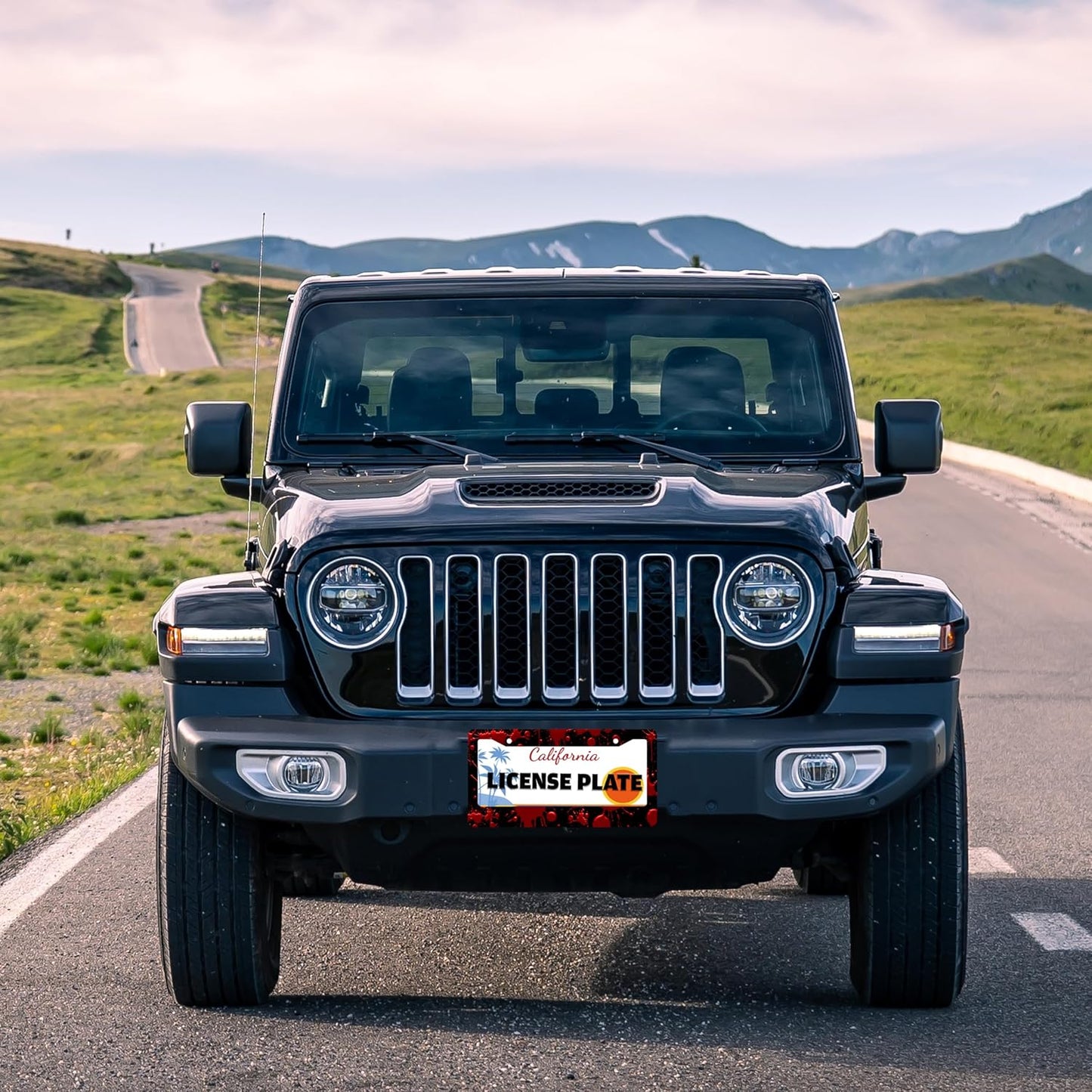 Red Blood Drop License Plate Frame Blood Spatter License Plate Holder for Front or Rear Car Tags Reusable Stainless Steel Funny Car Decoration with Screws 6.3 X 12.2 Inch