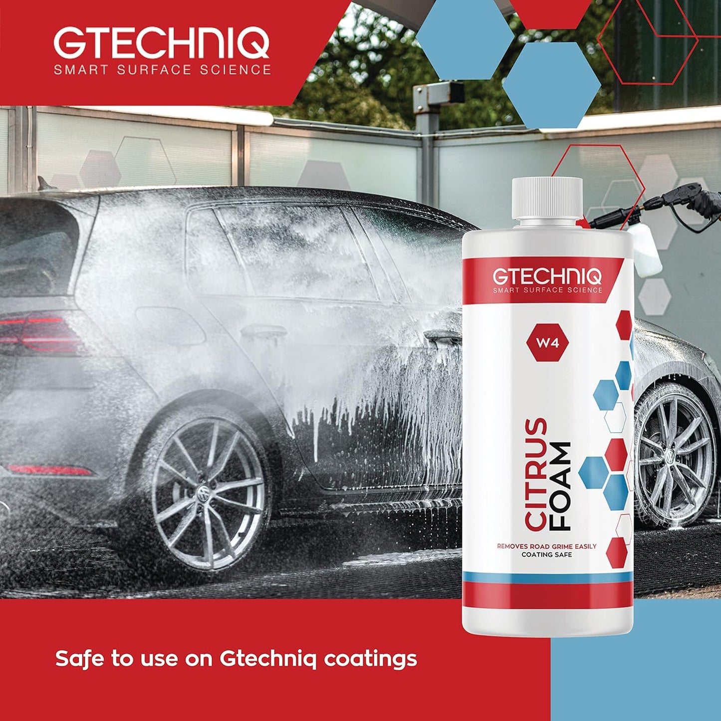 Gtechniq - W4 Citrus Foam - High Content Foaming Agent, Removes Dirt and Road Grime, Non-Caustic Formula, Maximum Gloss Retention Snow Foam (5 Liter)