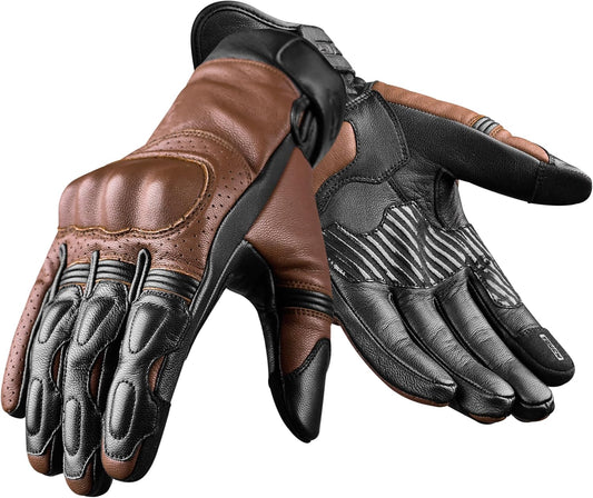 J.A.G. Motorcycle Gloves - Premium Leather Perforated Motorcycle Gloves for Men with Knuckle Protection | Touchscreen Motorbike Riding Gloves