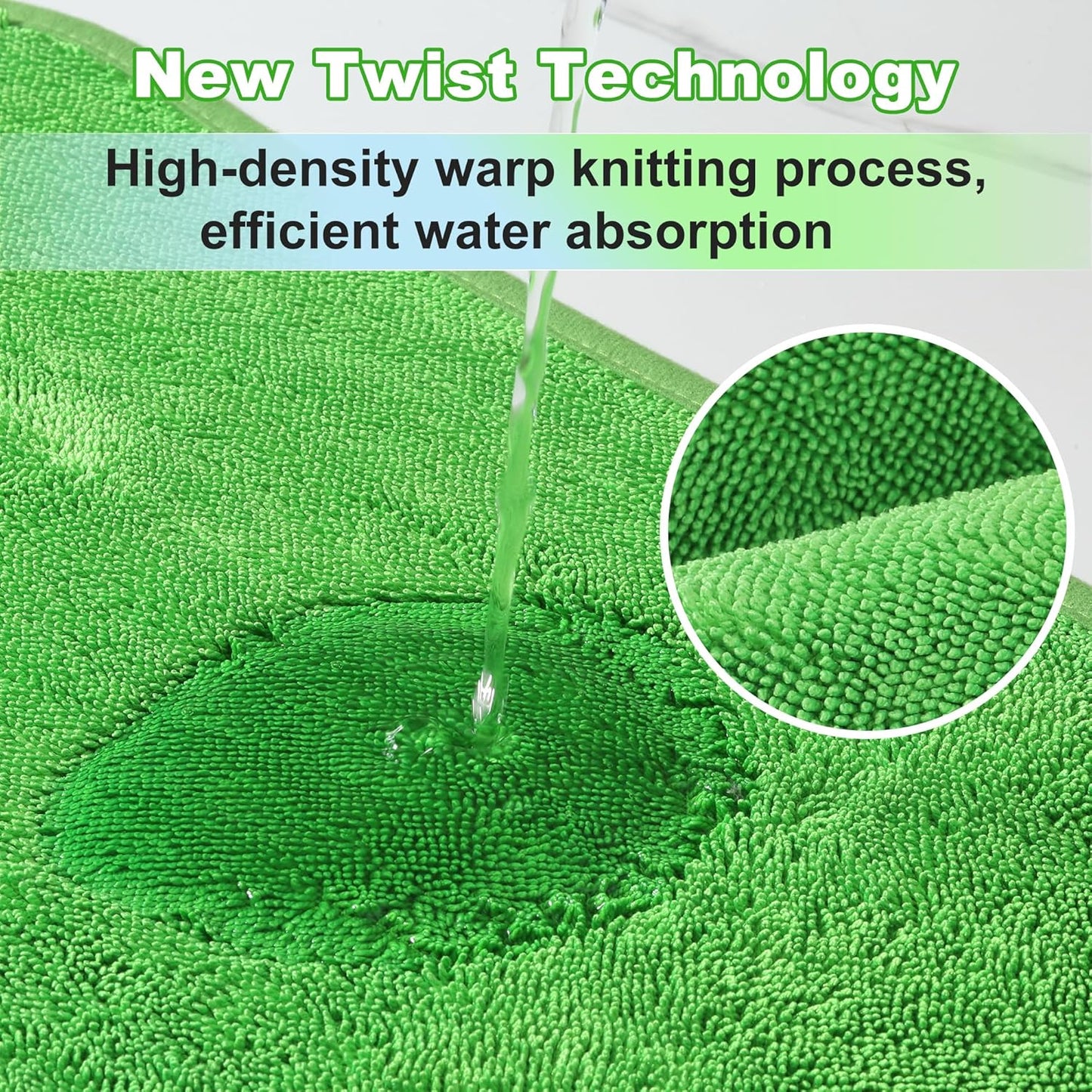 JOYMOOP Car Dry Towel, Quick Drying, Medium Size, Polyester Fiber & Polyamide Fiber, Green, 35.4 x 23.6 Inches, 1 Pack for Boates, RVs, SUVs, Trucks, Cars