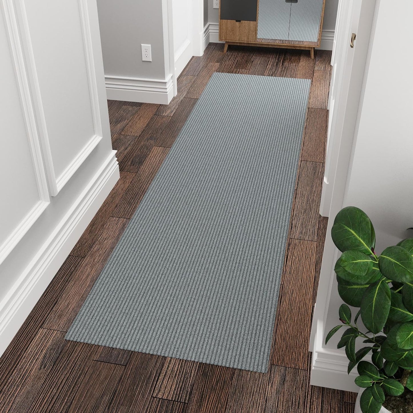 Ottomanson 2'7" x 5' Mud Mat Area Rug Scraper Carpet - Non-Slip, Dirt Trapping for Indoor & Outdoor Use - Ideal for Entryway, Garage, Kitchen, Patio & High-Traffic Areas, Gray