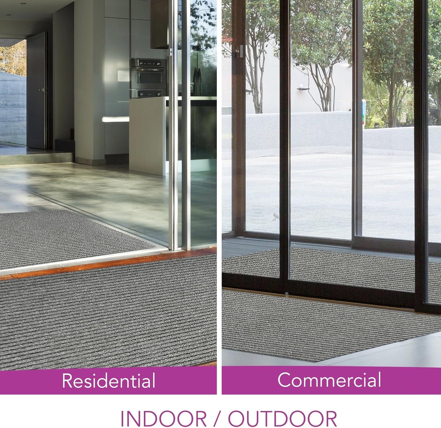 iCustomRug Spartan Weather Warrior Indoor/Outdoor Utility Ribbed Carpet Runner with Non-Slip Thermoplastic Rubber Backing, 3ft X 46ft in Grey