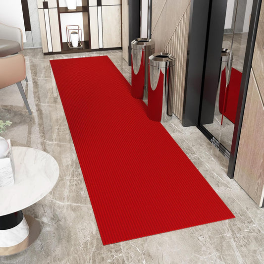 Ottomanson 3'11" x 18' Hallway Runner with Scraper Pile - Extra Durable Non-Slip Rug Mat for Indoor & Outdoor Use - Ideal for Kitchen, Entryway & Garage - High-Traffic Carpet, Red
