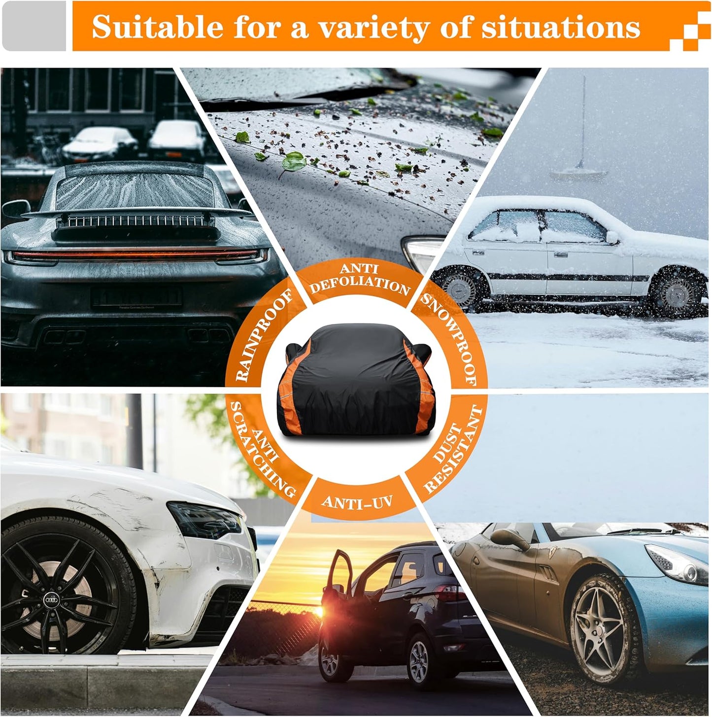 Heavy Duty Waterproof Car Cover for RAM 1500/2500/3500,Chevrolet Silverado etc. Trucks All Weather, UV Resistant, Dustproof, and Snowproof. Fit Truck Length Up to 242 inch