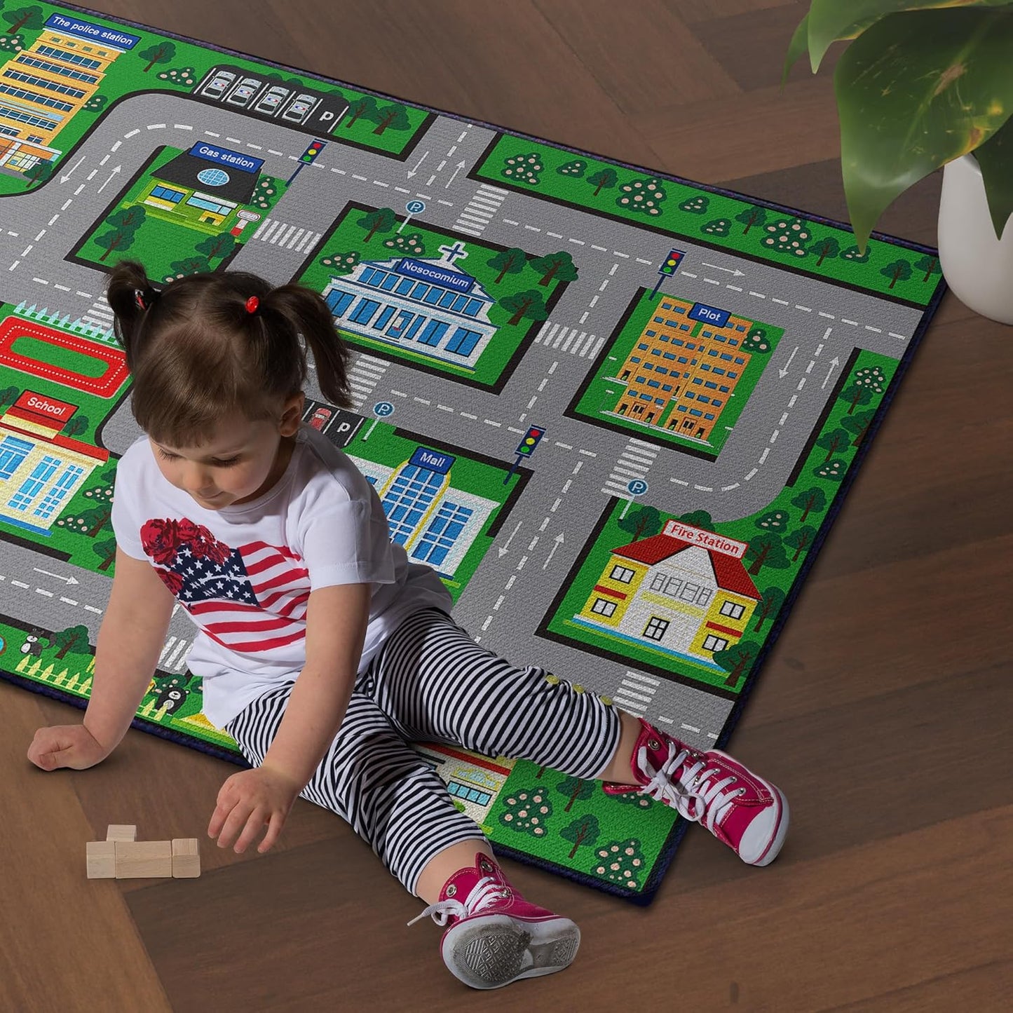 Play Mat 5'x 6'6" Car Rugs for Kids Toy Cars Kids Carpet City Pretend Play Non-Slip Washable