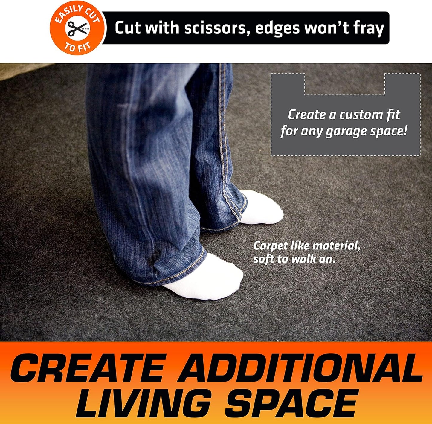 Armor All Premium Original Garage Floor Mat, (20' x 7'4"), Protects Surfaces, Transforms Garage, Absorbent/Waterproof/Durable (Includes Double Sided Tape) (USA Made) (Charcoal)