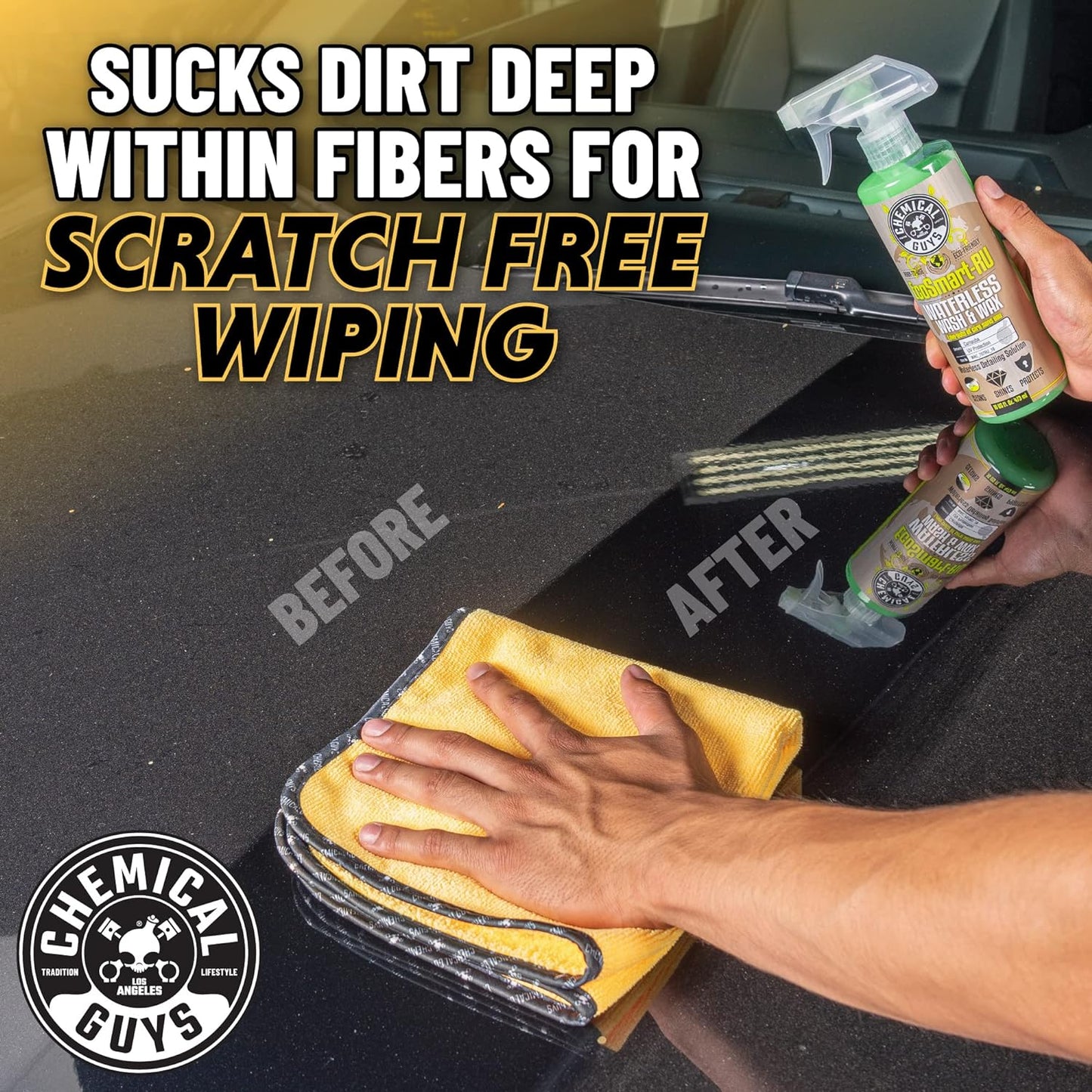 Chemical Guys ‎MIC_507_03 Automotive Microfiber Drying Chamois, Gold, 3 Pack, 24" x 16"