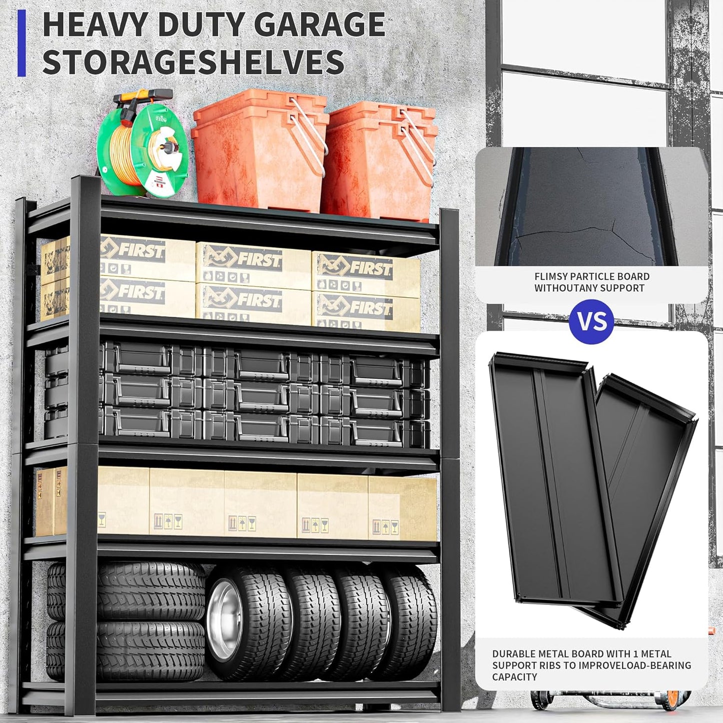 Garage Shelving Unit Rustproof 72" H3000bls Heavy Duty Storage Shelves Easy Assembly 5 Tier Adjustable Metal Steel Utility