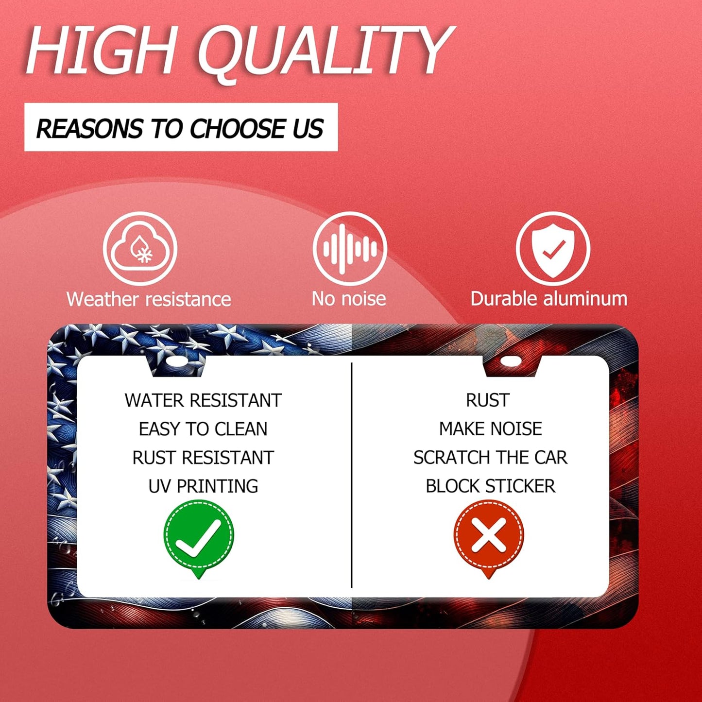 Vintage American Flag License Plate Frame Patriotic License Plate Holder Cars Decoration Funny Auto Accessories for Men Women 6x12 Inch