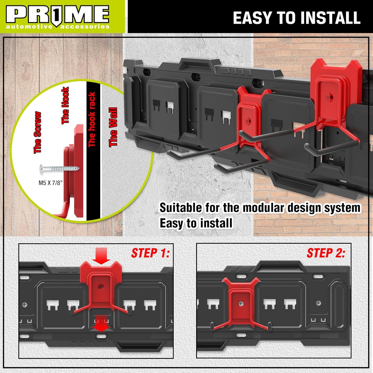 PR1ME Garage Hook, Heavy Duty Garage Wall Mount Hook, 1Pc 3.7 in Utility Garage Wall Storage Hook with Anti-Slip Coating, Garage Storage Organization Tool Hanger for Hanging Bike, Ladder Yard Tools