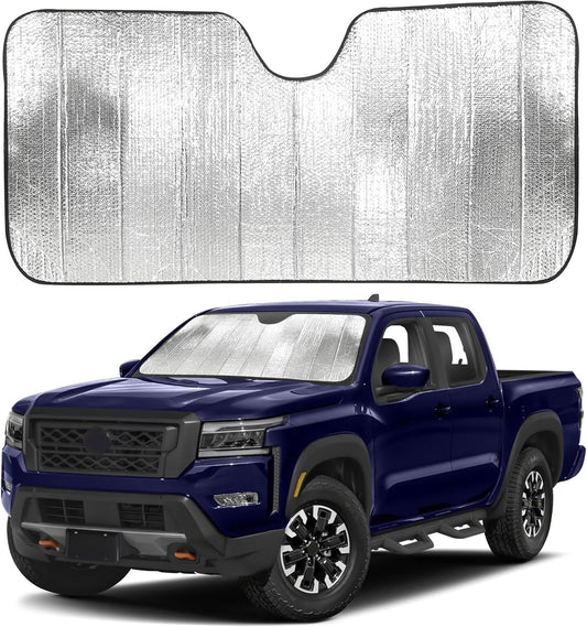 EcoNour Accordion Car Windshield Sun Shade for Trucks | Car Window Shades for Large SUVs & Pickups | UV Blocker Sun Visor for Interior Protection & Heat Control | XL (66 x 27 Inches)