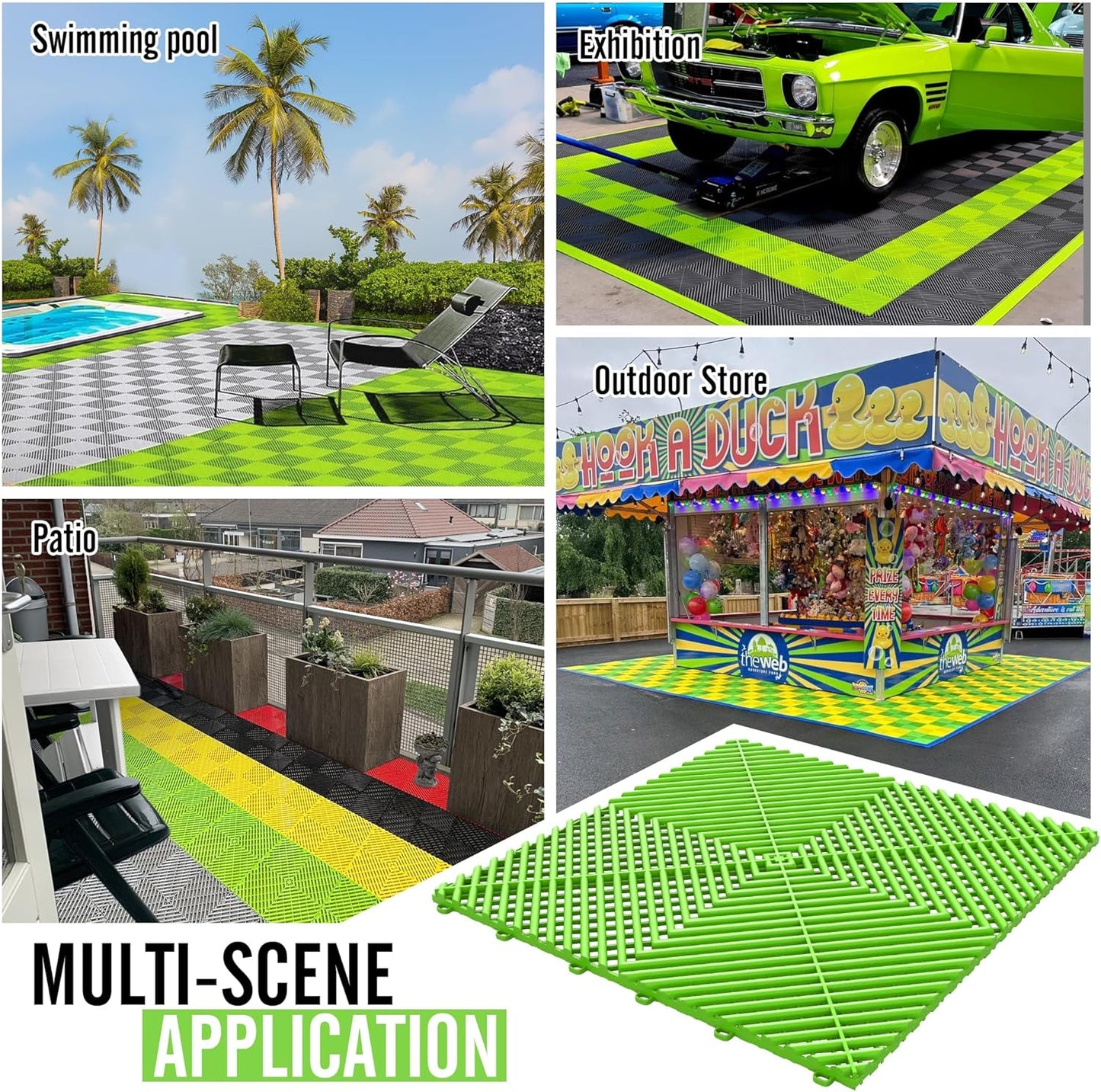 15.7"x15.7" Garage Flooring Tiles, Non-Slip Interlocking Plastic Garage Floor Mat, Garage Organization & Garage Storage, Vented Pattern (Sublime, 25PCS)