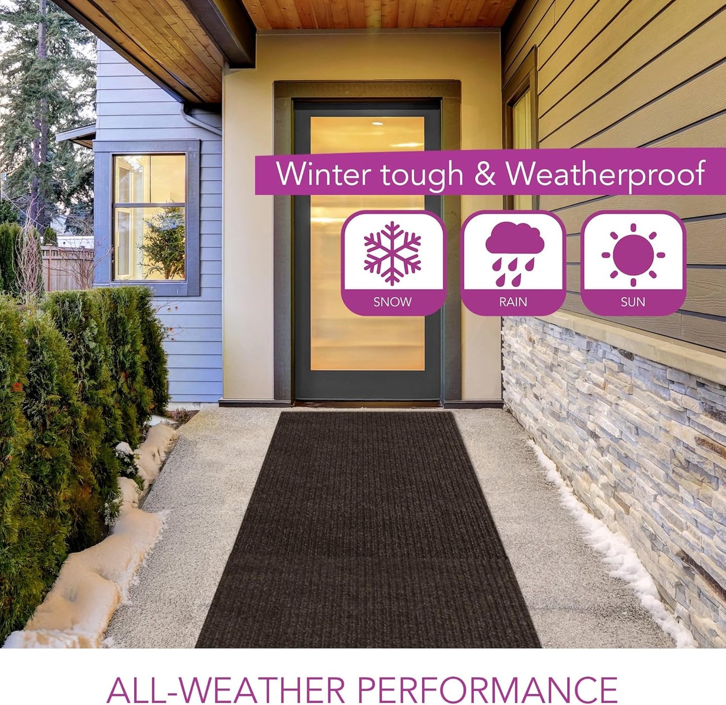 iCustomRug Spartan Weather Warrior Indoor/Outdoor Utility Ribbed Carpet Runner with Non-Slip Thermoplastic Rubber Backing, 6ft X 40ft in Brown