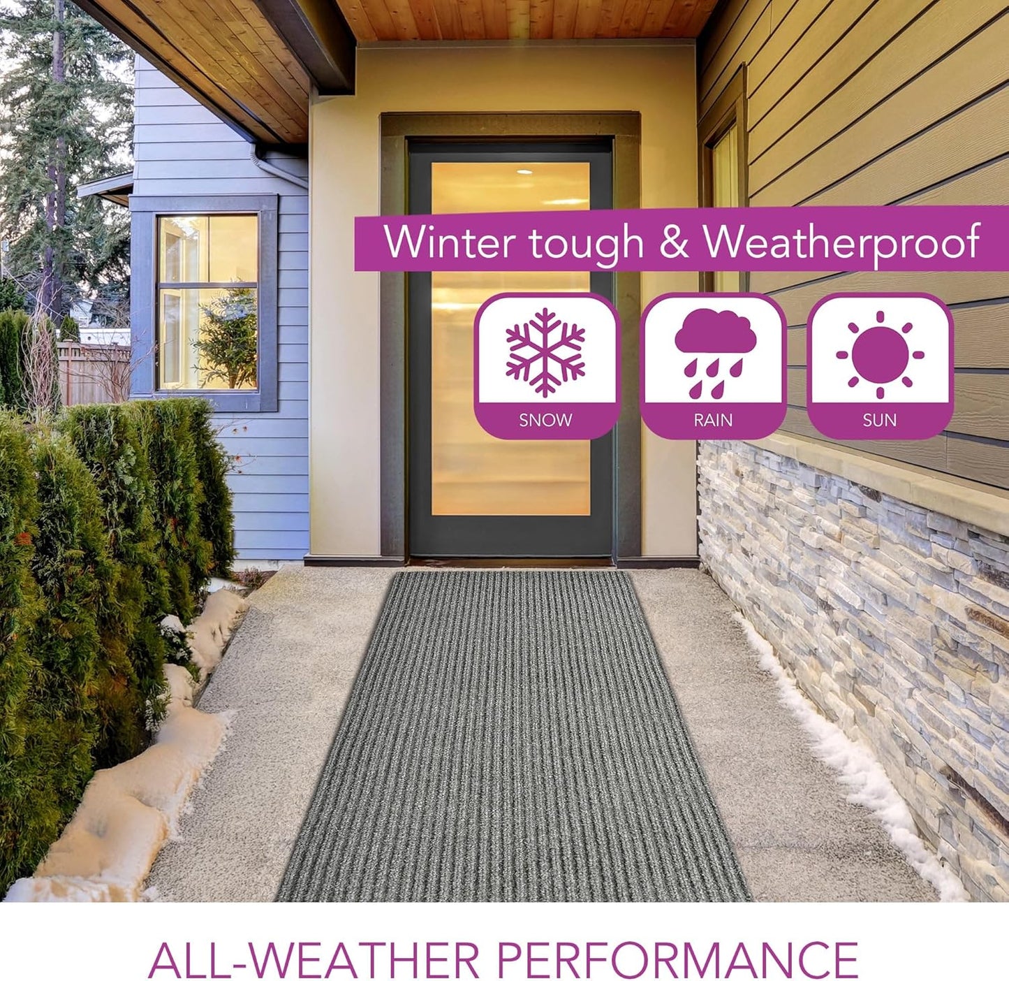 iCustomRug Spartan Weather Warrior Duty Indoor/Outdoor Utility Ribbed in 3ft,4ft,6ft Widths 70 Custom Sizes with Natural Non-Slip Rubber Backing 4'X56' in Grey