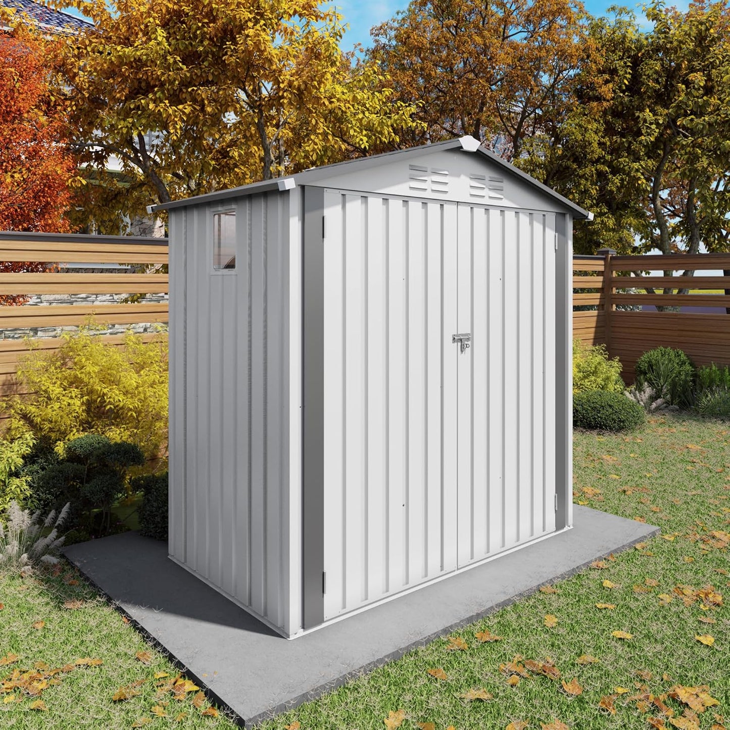 ARMSET 6x3.5 FT Metal Outdoor Storage Shed for Patio & Backyard - Waterproof Small Shed, Lockable Tool Shed with Clear Window, Galvanized Steel Garden Storage Cabinet for Tools and Bikes
