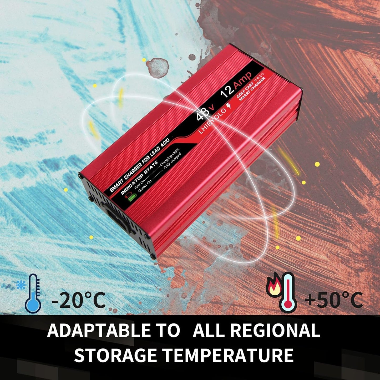 48V Golf Cart Battery Charger for 12A Club Car,with 3 Pin Round Plug, 12 Amp Golf Cart Battery Charger 48 Volt Club Car Charger,16FT