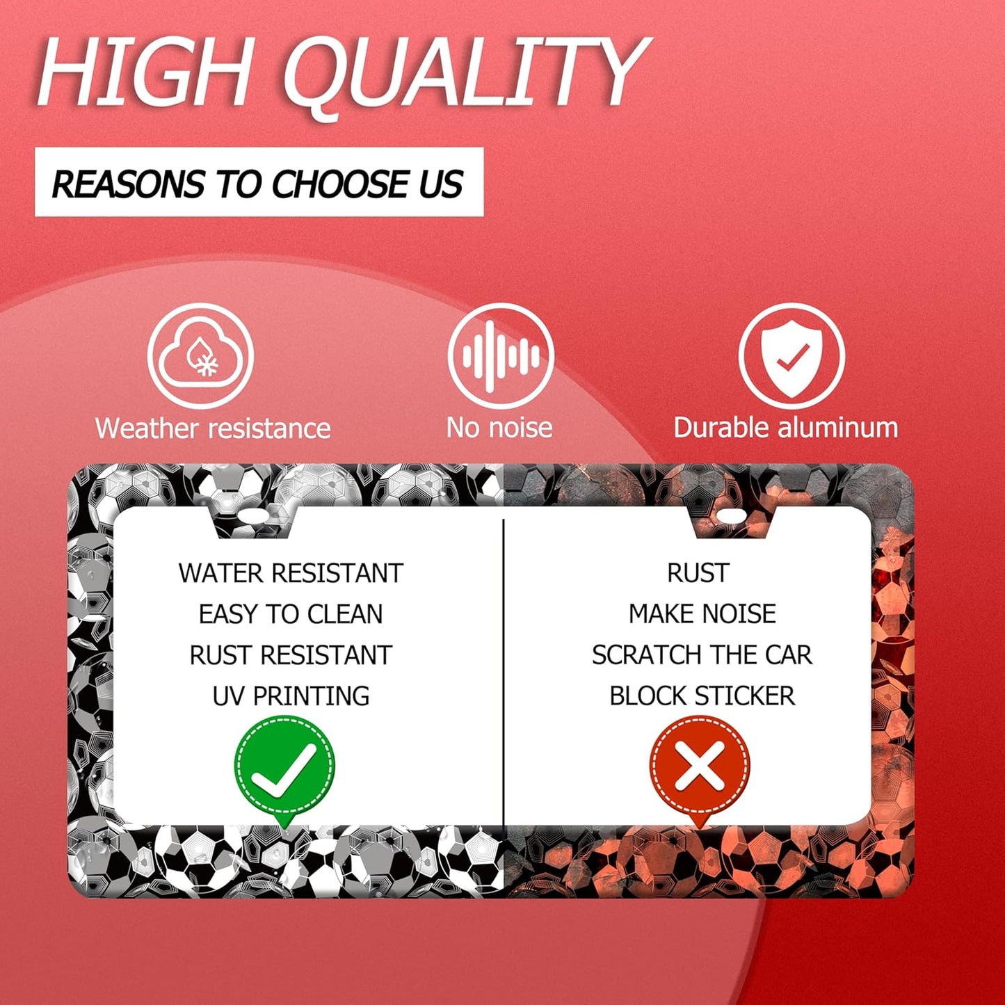 Personalise Soccer Ball Pattern License Plate Frame Funny License Plate Auto Accessories License Plate Holder 6x12 Inch