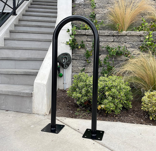 Sandbaggy In Ground Bike Rack | U Shaped, Commercial, Outdoor, 1 Loop, Galvanized Steel | Black, 14.5" x 34" (10)